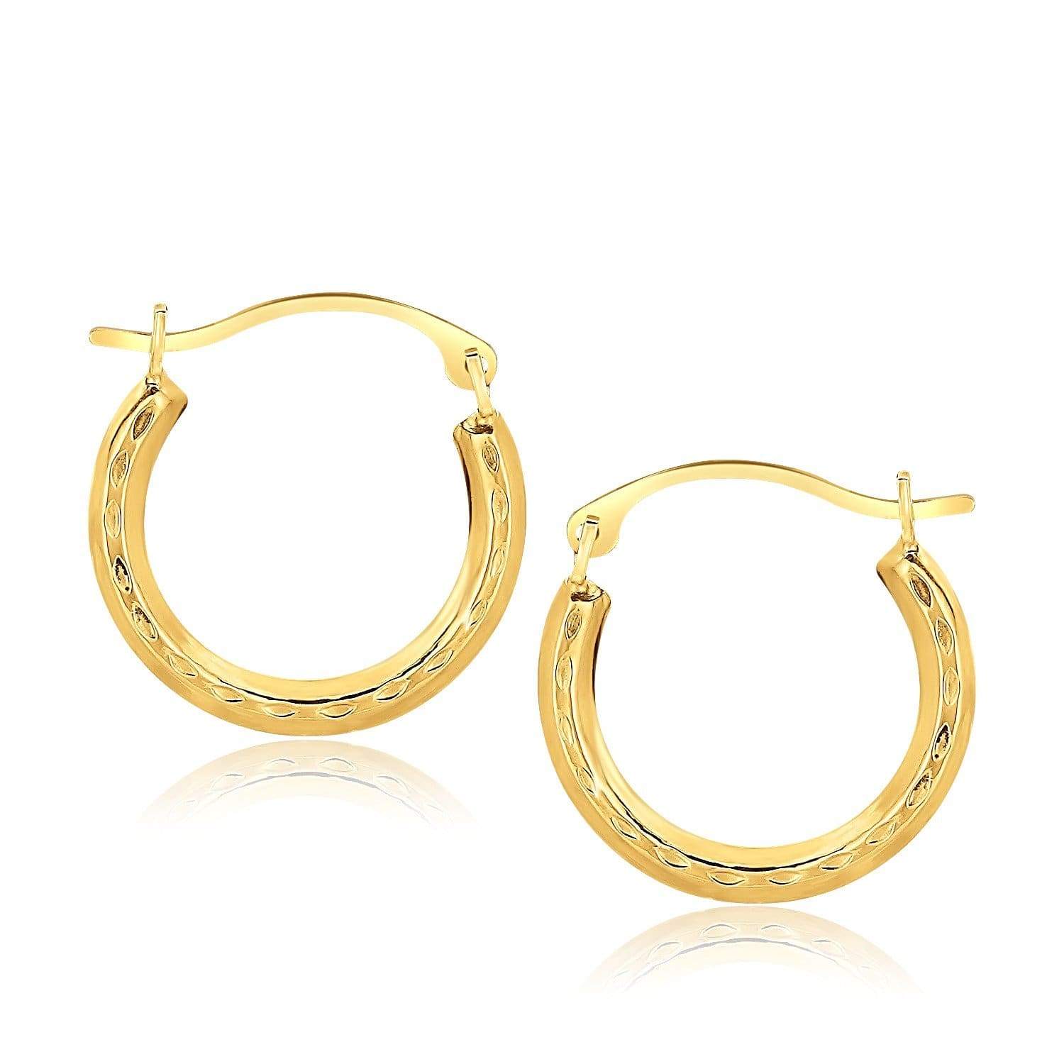 14K Polished and Diamond-cut Inside and Out Fancy Hoop Earrings - Diamonds  by Monet
